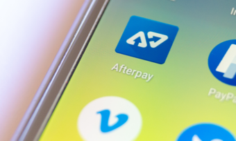 Afterpay logo on phone screen